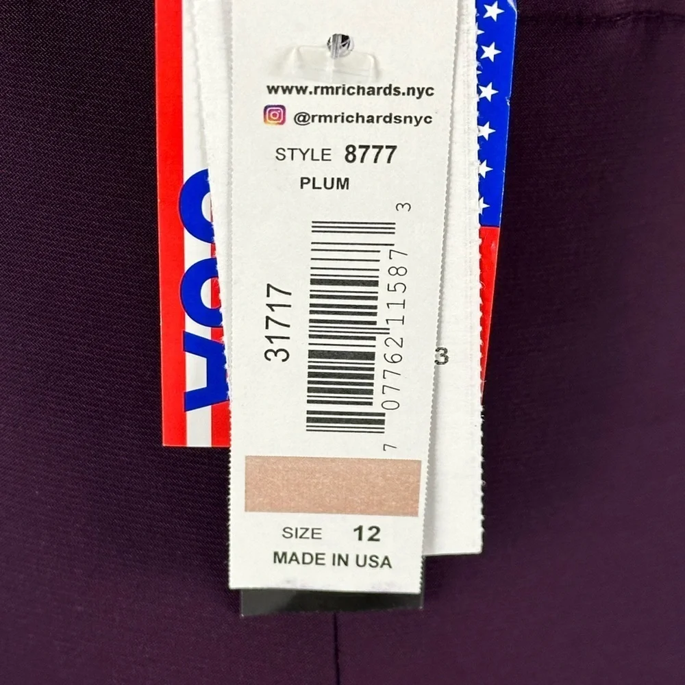 R&M Richards Sheer Beaded Neck and Shoulder Maxi Dress - Plum Purple - size 12 - Picture 9 of 12